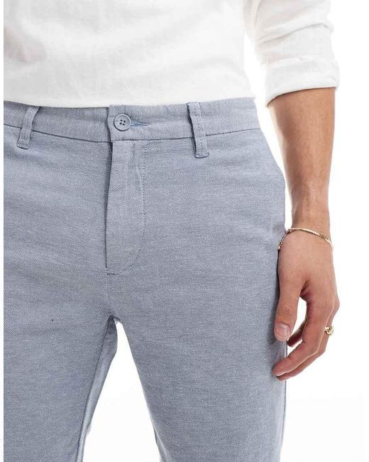 Only & Sons Blue Linen Mix Chino Short for men