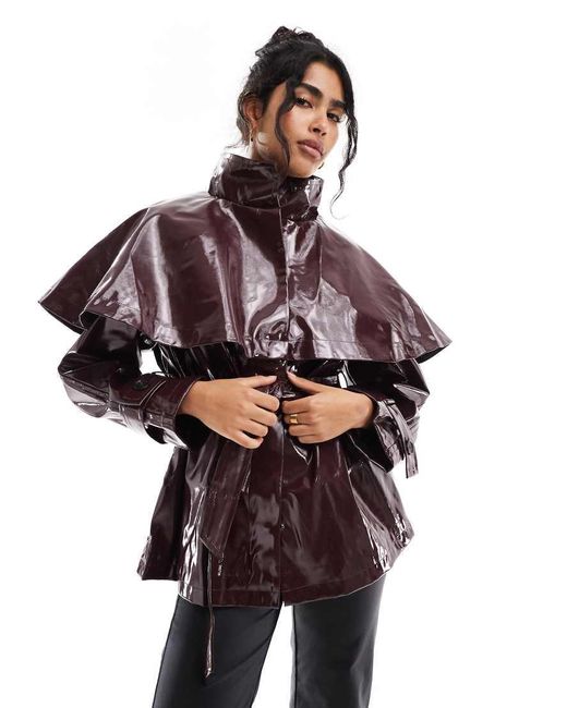 ASOS Red Vinyl Cape Jacket