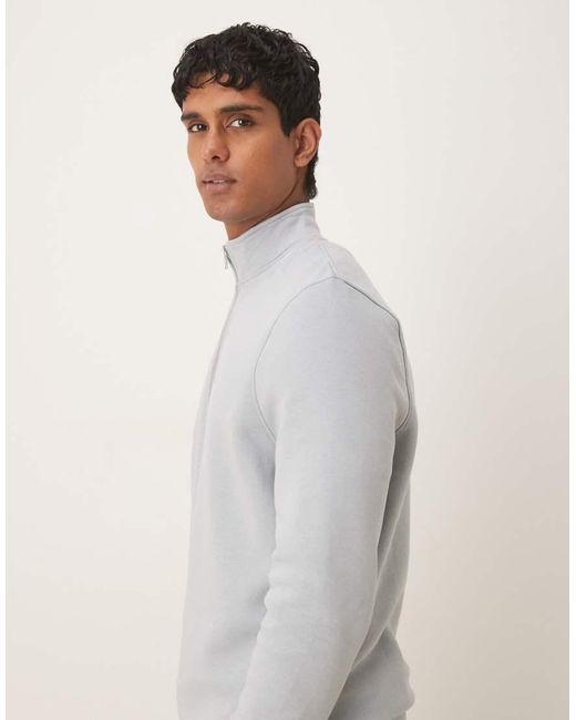 ASOS Gray Essentials Quarter Zip Sweatshirt for men