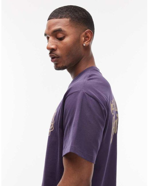 Carhartt Purple Commuting Tales Back Print Oversized T-shirt for men