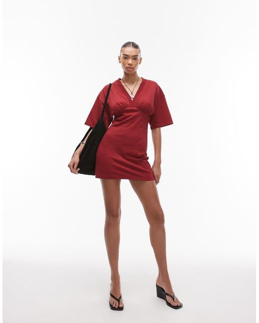 TOPSHOP Jersey Gathered Under Mini Bust Dress