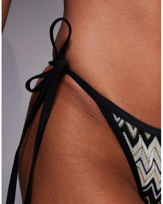 Wolf & Whistle Brown Tie Side Knit Bikini Bottoms