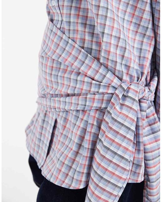 ASOS Purple Tie Waist Shirt With Scarf Detail