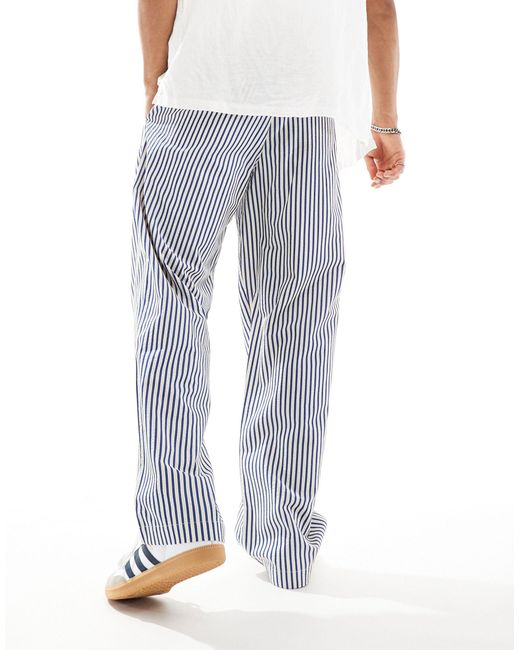 ASOS Blue Relaxed Striped Pants for men