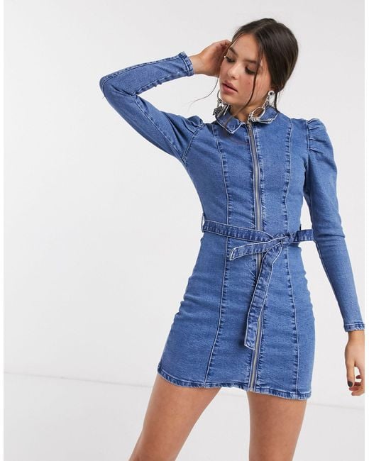 Robe en jean à zip fantaisie Bershka en coloris Bleu | Lyst