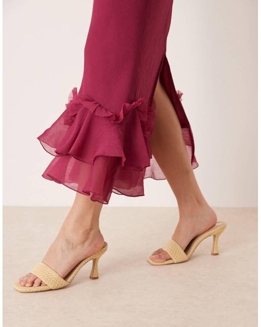 ASOS Red Flutter Sleeve Maxi Dress With Frill Hem