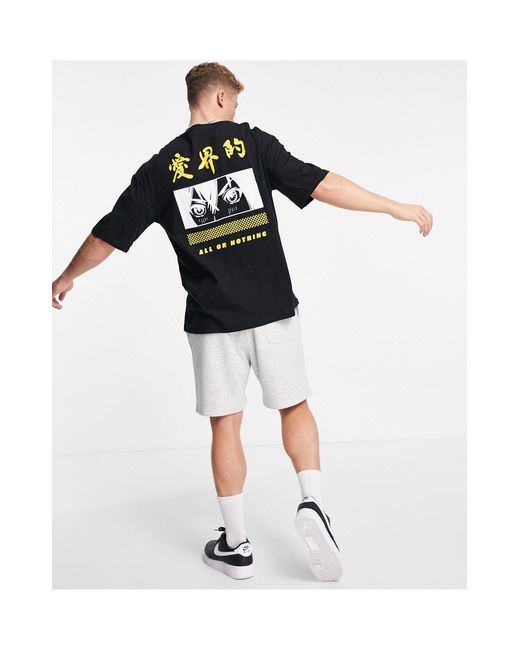 Oversized T-shirt Met Mangaprint Op Rug 