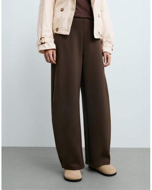 Oysho White High-Waisted Neoprene-Effect Cocoon Trousers