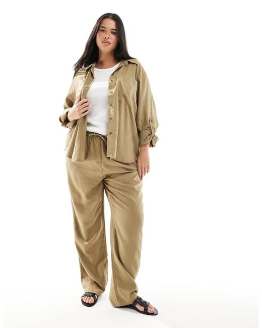 ONLY Brown Linen Mix Shirt Co-ord