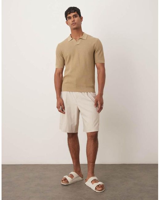 Camisa Tostada De Manga Corta Con Cuello De Solapas De Algodón De -Marrón Mango de hombre de color Natural
