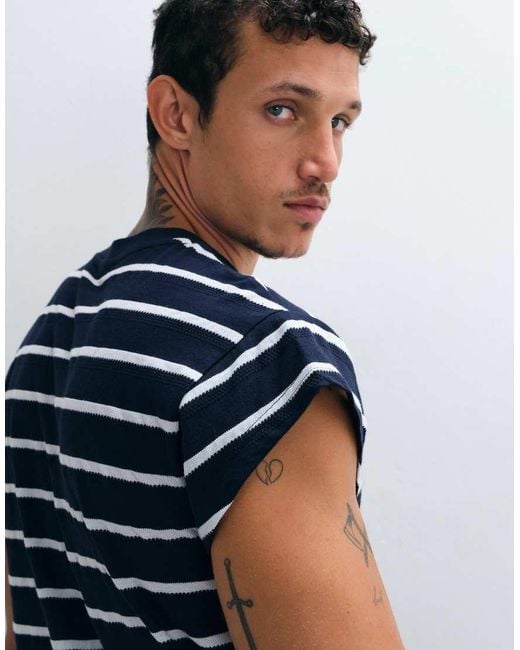 ASOS Blue Regular Fit T-Shirt With Cap Sleeve for men