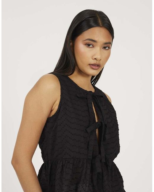 Brave Soul Black Shirred Tie Front Vest