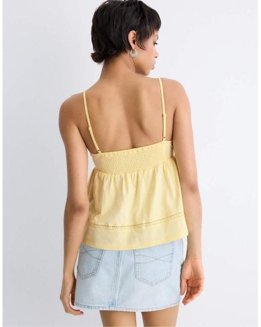 Stradivarius Yellow Crochet Strappy Top