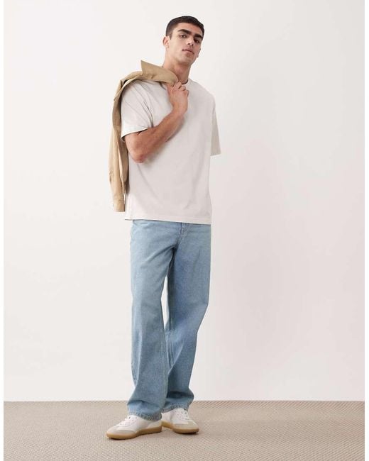 Mango White Relaxed Fit 100% Cotton T-shirt for men