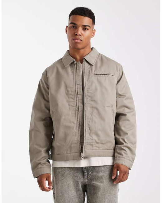 Jack & Jones Brown Harrington Jacket With Double Zip for men