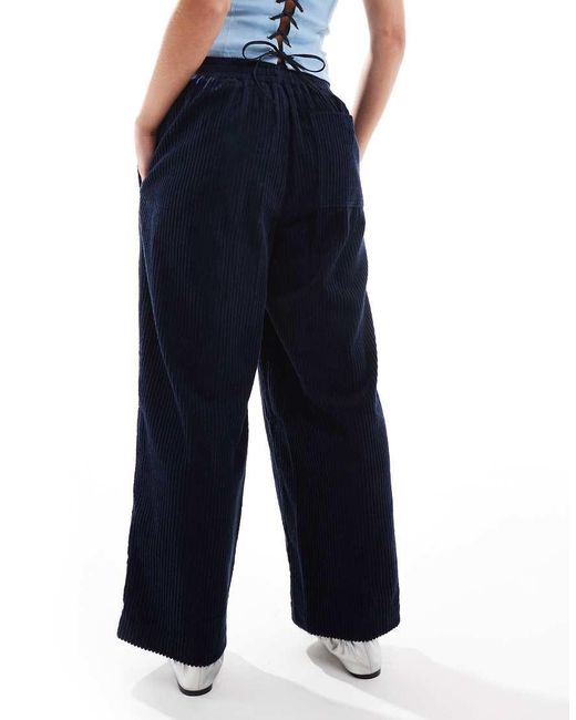 ASOS Blue Asos Design Petite Cord Barrel Trousers