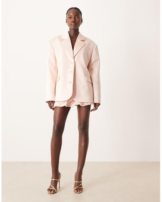 Americana De Sastre Extragrande Con Hombros Marcados De Satén De (Parte De Un Conjunto) ASOS de color Natural