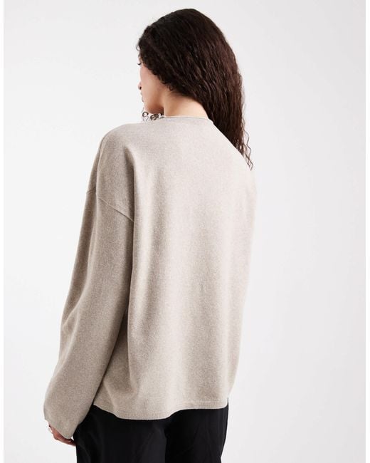 ONLY Gray Round Neck Boxy Knitted Top