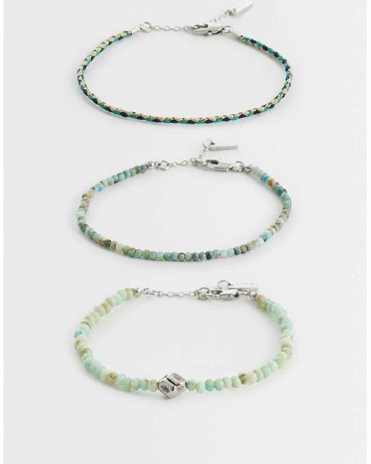 Confezione Da 3 Bracciali Con Perline E Corda Multicolore di ASOS in Gray da Uomo