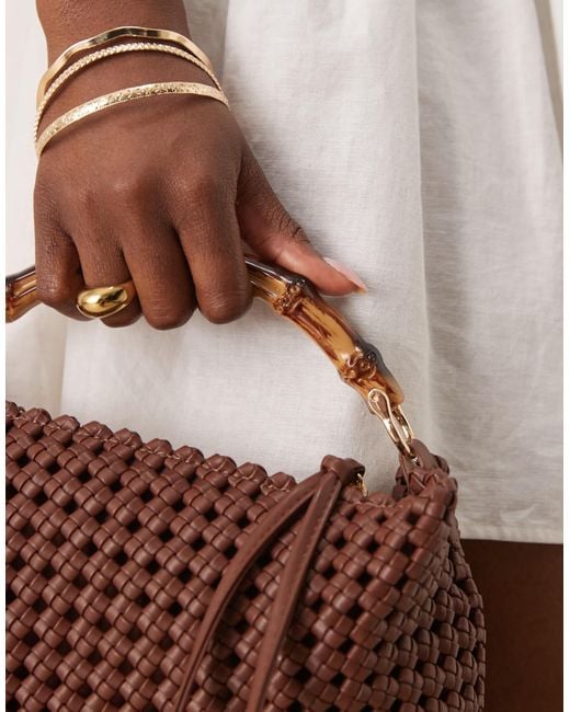 Sac à main tressé avec poignée en bambou - chocolat ASOS en coloris Brown