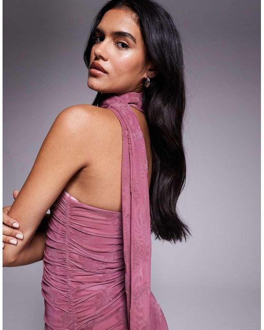 ASOS Purple Scarf Detail Bandeau Maxi Dress