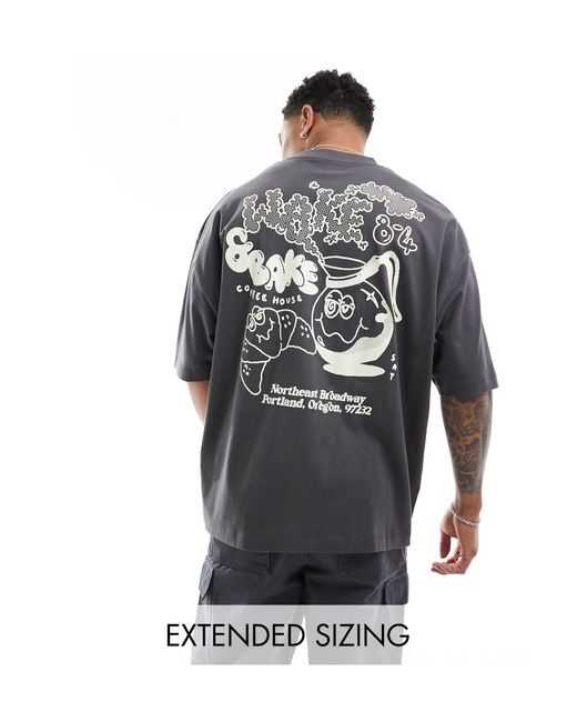T-shirt oversize avec imprimé style skateur au dos ASOS pour homme en coloris Gray