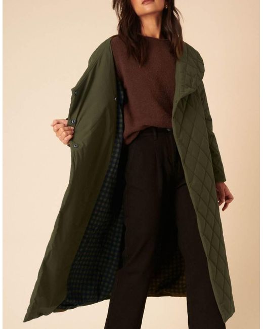 Nobody's Child Green Longline Tie Waist Quilted Puffer Coat