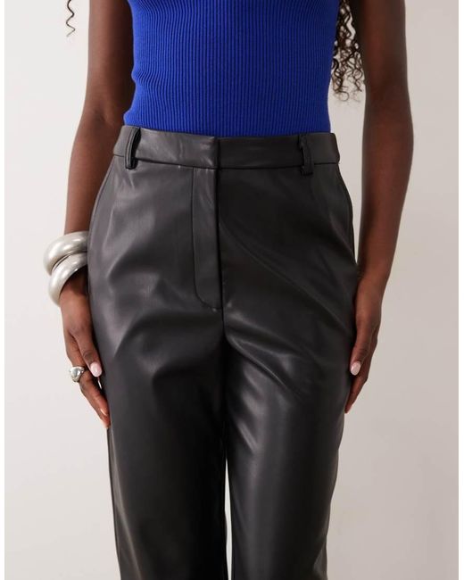 ASOS Blue Faux Leather Straight Leg Pants