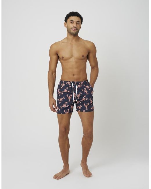 Brave Soul Blue Printed Swim Shorts for men