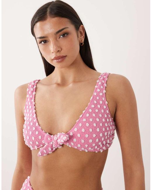 South Beach Red Knotted Bralet Bikini Top