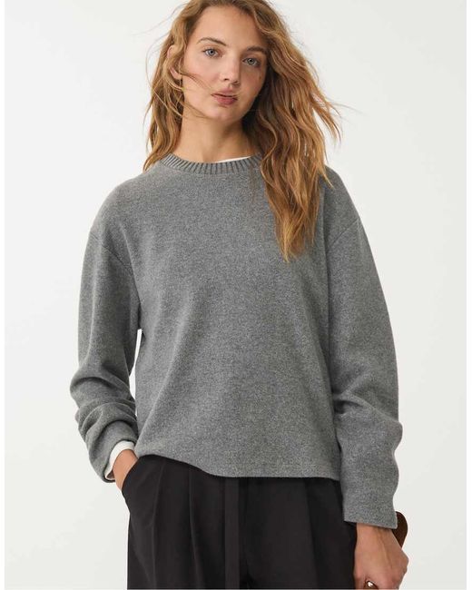 Top A Maniche Lunghe Spazzolato Grigio Scuro Con Scollo Rotondo di Stradivarius in Gray
