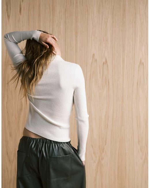 Mango Natural Wool Mix Knitted Polo Top