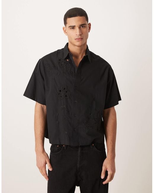 Chemise coupe carrée oversize ASOS pour homme en coloris Black