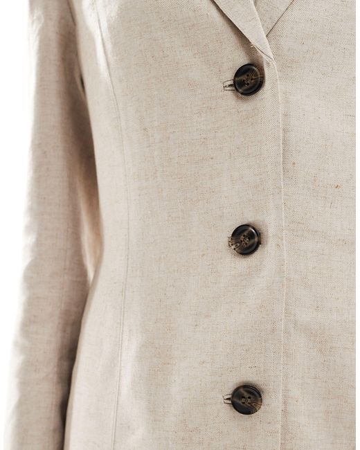 Zoe - blazer d'ensemble long en lin mélangé - beige Weekday en coloris Natural