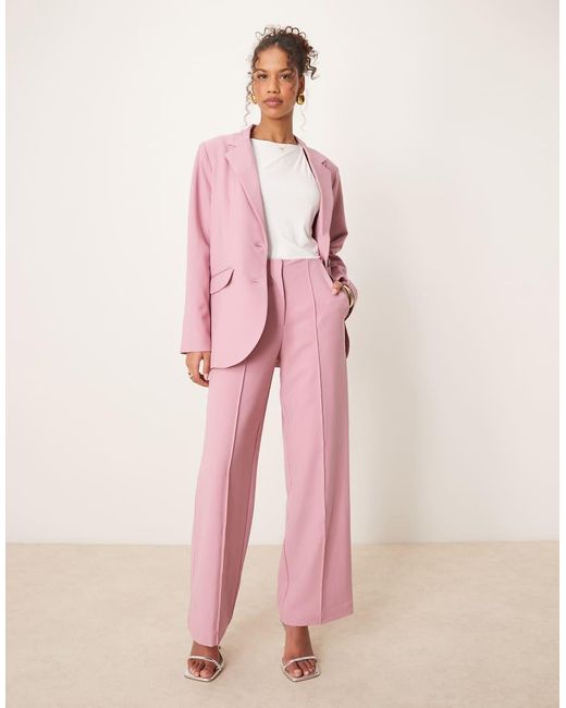 Y.A.S Pink High Waist Wide Leg Tailored Trouser Co-ord