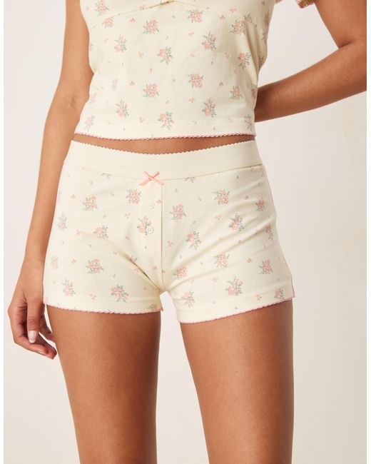 ASOS Natural Mix & Match Pyjama Boxer With Exposed Waistband