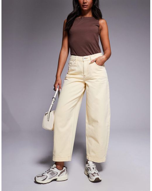River Island Natural High Waisted Barrel Jeans