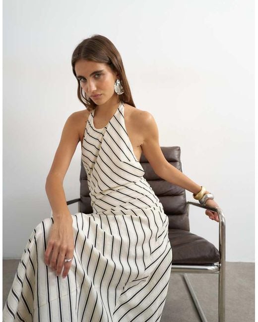 TOPSHOP White Halter Neck Low Back Maxi Dress