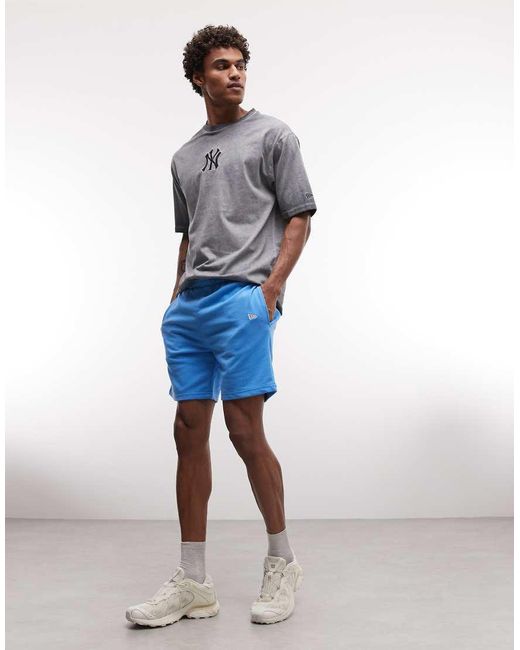 KTZ Blue Ny Yankees Midi Logo Jersey Shorts for men
