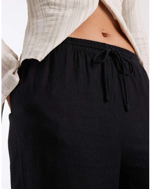 River Island Black Linen Look Wide Leg Trousers Co-ord