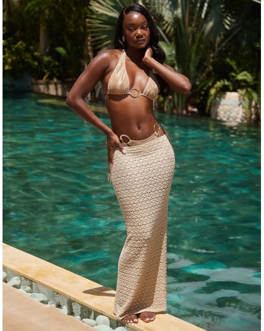 South Beach Green Popcorn Knit Maxi Beach Skirt