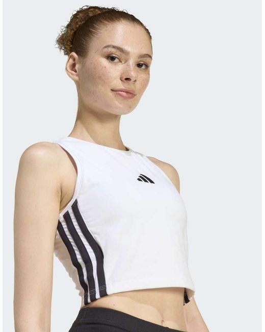 Adidas Originals White Essentials 3-Stripes Padded Tank