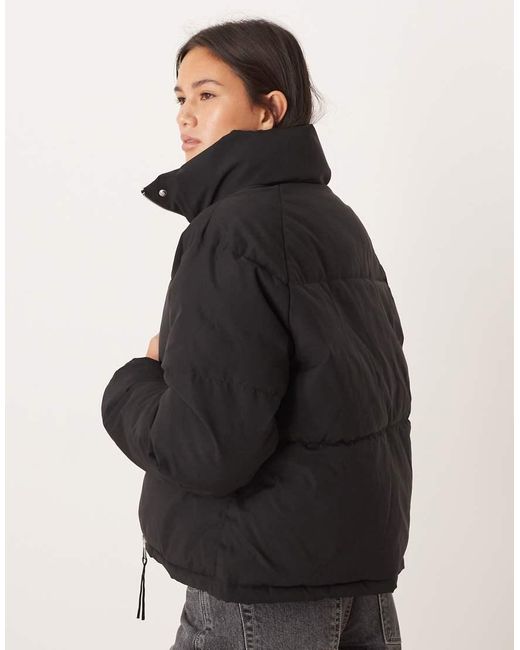 Jdy Black Zip Detail Padded Coat