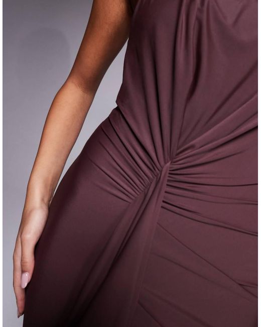ASOS Purple Sculpting Jersey High Neck Drape Ruffle Maxi Dress