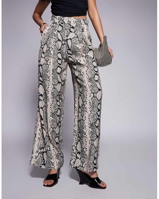 River Island Gray Snake Print Flare Trouser