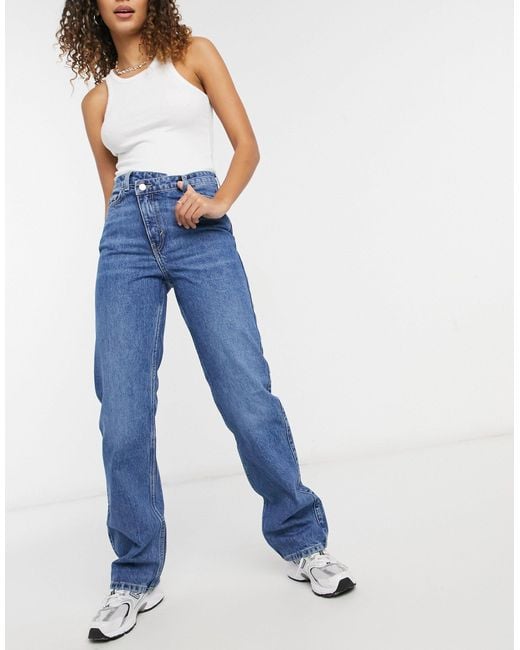 Weekday Skew - Jeans Met Rechte Pijpen En Gekruiste Gulp in het Blue