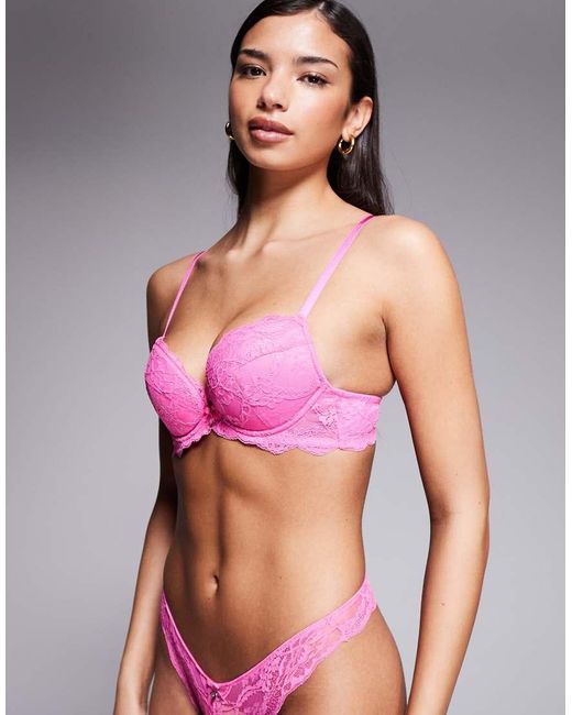 Boux Avenue Purple Mollie Lace Padded Plunge Bra