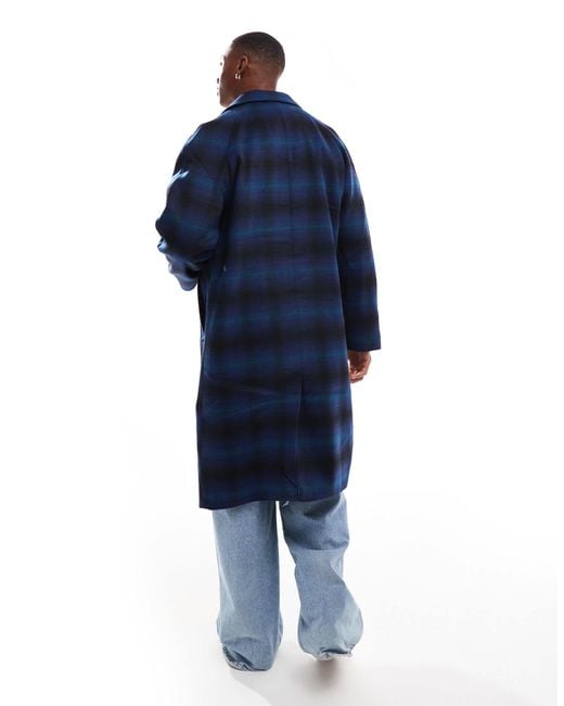 Tommy Hilfiger – langer wollmantel in Blue für Herren
