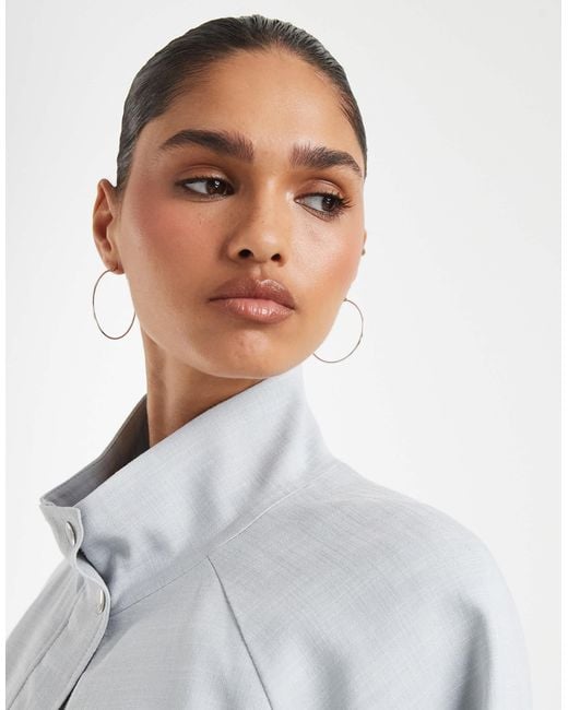 ASOS Gray Linen Funnel Neck Jacket