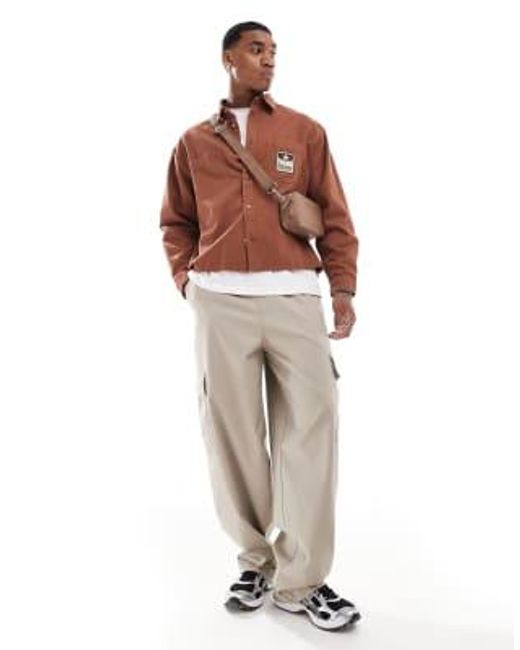 Chemise oversize coupe carrée avec écusson placé - rouille ASOS pour homme en coloris Brown